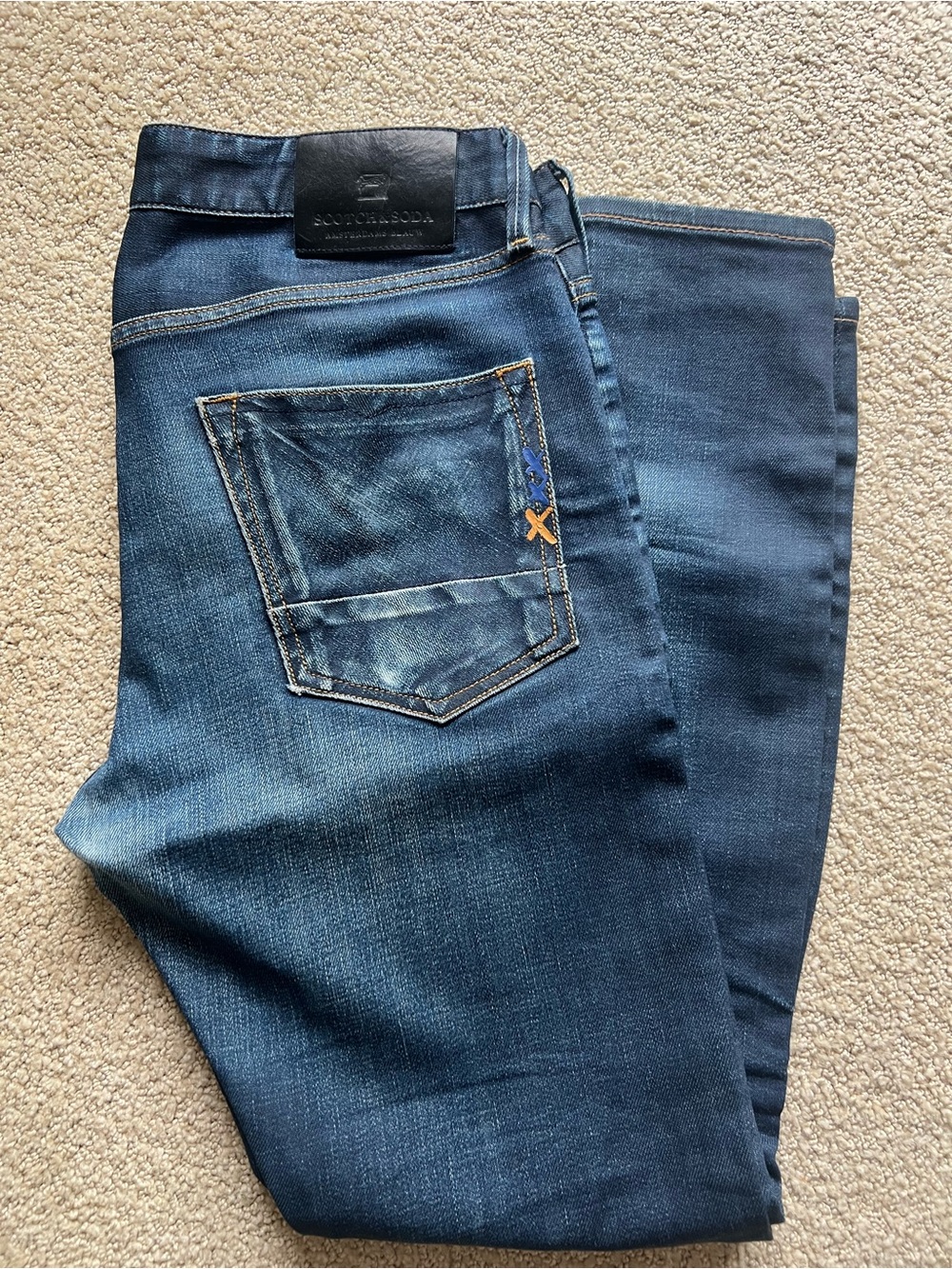 Scotch & Soda Men’s Indigo Blue Slim Straight Jeans